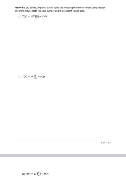 Solved Problem 3 (30 points, 10 points each). Solve the | Chegg.com