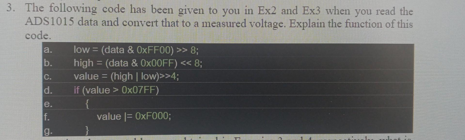 Solved 3. The following code has been given to you in Ex2 | Chegg.com