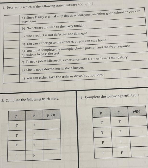 Solved 2. Complete The Following Truth Table. 3. Complete | Chegg.com