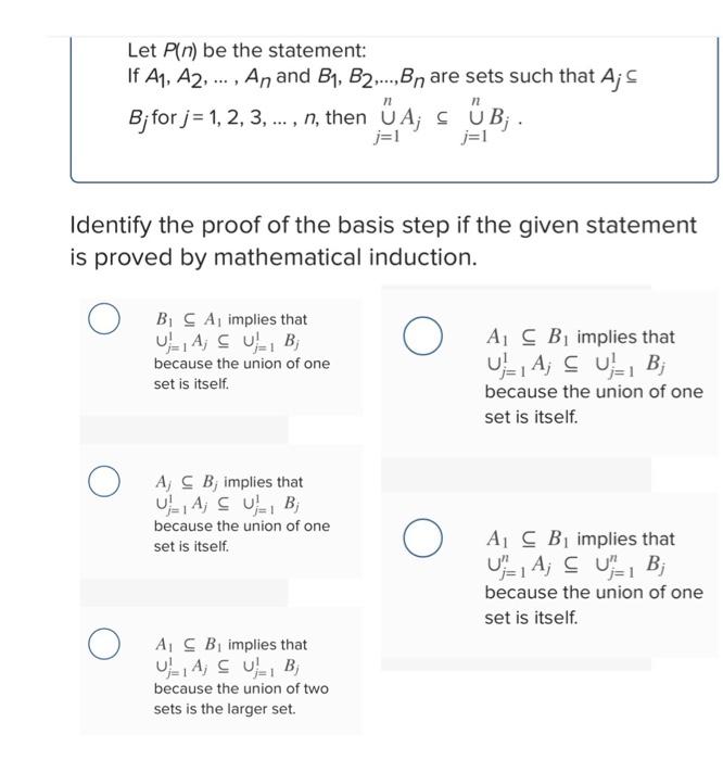 Solved Let Pln Be The Statement If A1 An And Chegg Com