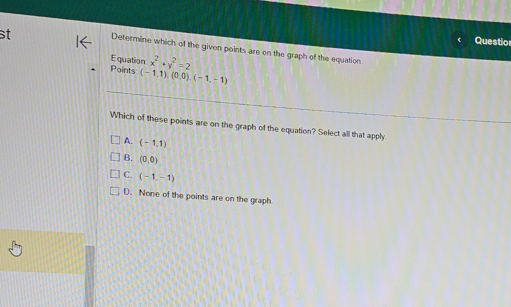 solved-determine-which-of-the-given-points-are-on-the-graph-chegg