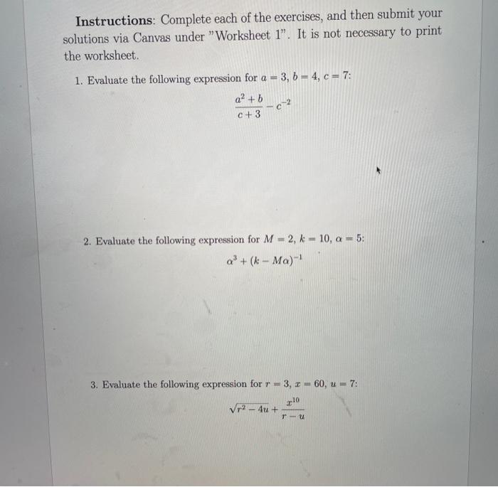 Solved Instructions: Complete Each Of The Exercises, And | Chegg.com