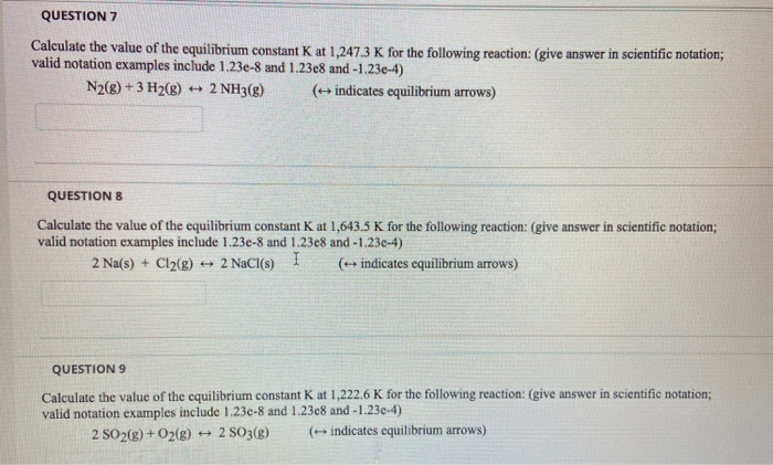 Solved QUESTION 7 Calculate the value of the equilibrium | Chegg.com
