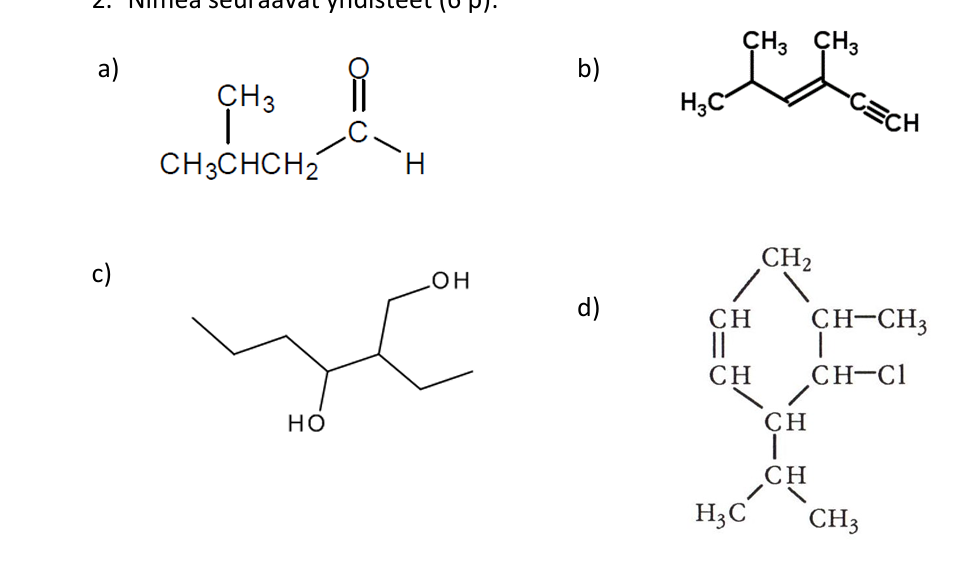 Solved name the following compounds: a)b)c)d)e)f)g) | Chegg.com