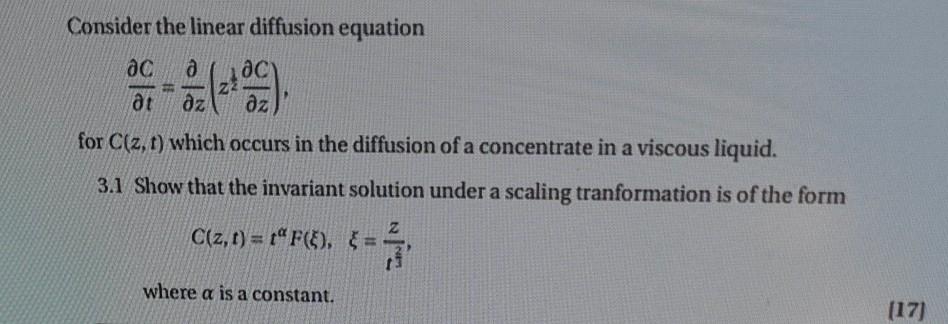 Solved Consider the linear diffusion equation да a (209) ) | Chegg.com