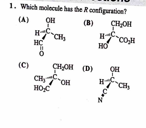 Show Me R Configuration Solved Which molecule has the R configuration & please | Chegg.com