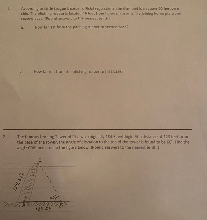 Solved 1 According to Little League baseball official