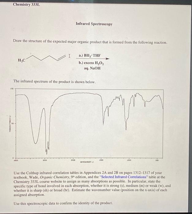 Solved Chemistry 333L Infrared Spectroscopy Draw the | Chegg.com