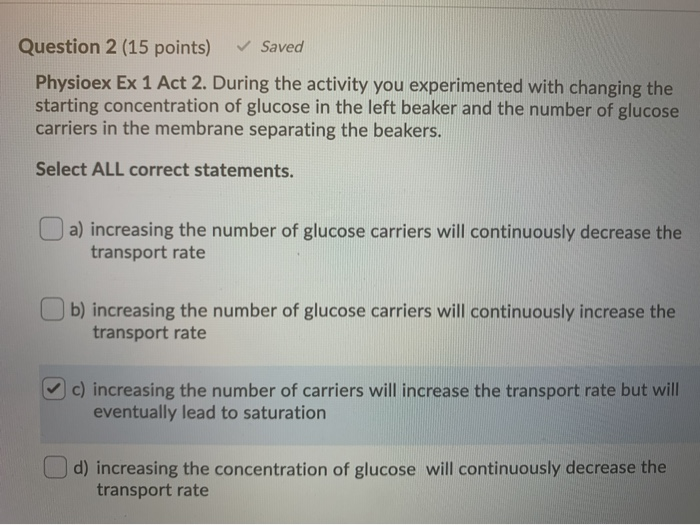 Solved Question 2 (15 Points) Saved Physioex Ex 1 Act 2. | Chegg.com