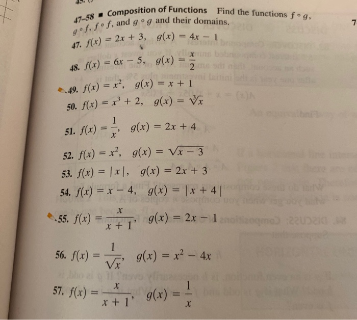 Solved osition of Functions Find the functions fog, 17-58 - | Chegg.com