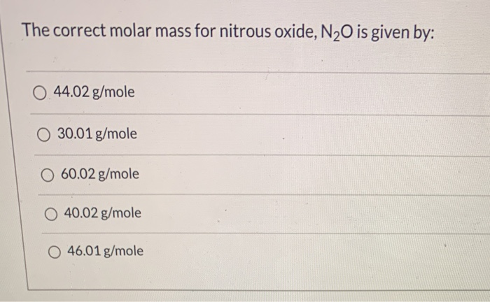 Molecular mass of dinitrogen monoxide