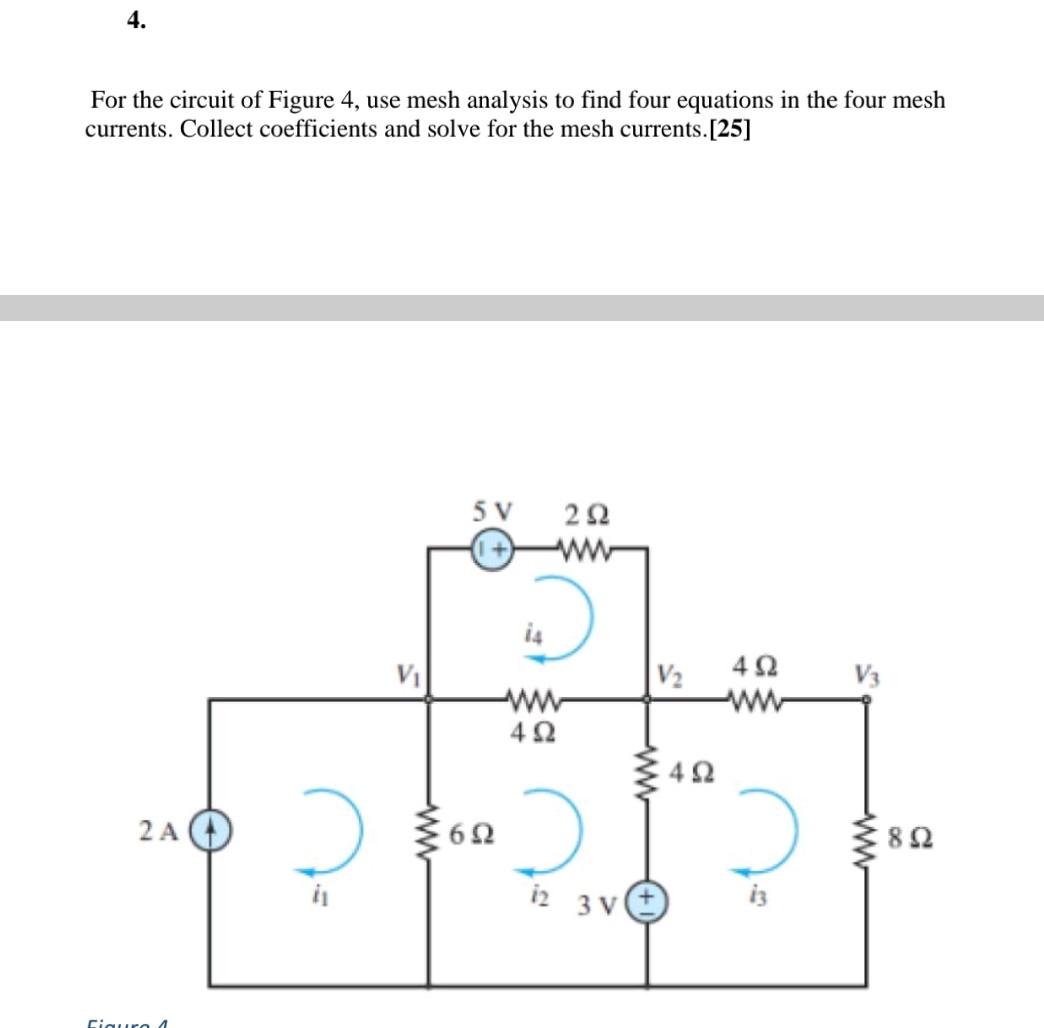 Solved 4. For The Circuit Of Figure 4, Use Mesh Analysis To | Chegg.com