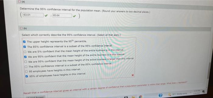 Solved (A) Determine the 95% confidence interval for the | Chegg.com