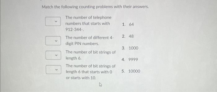 Solved Match the following counting problems with their | Chegg.com
