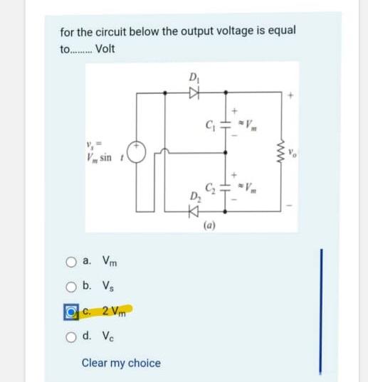Solved for the circuit below the output voltage is equal | Chegg.com
