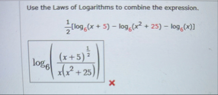 Solved Use the Laws of Logarithms to combine the | Chegg.com