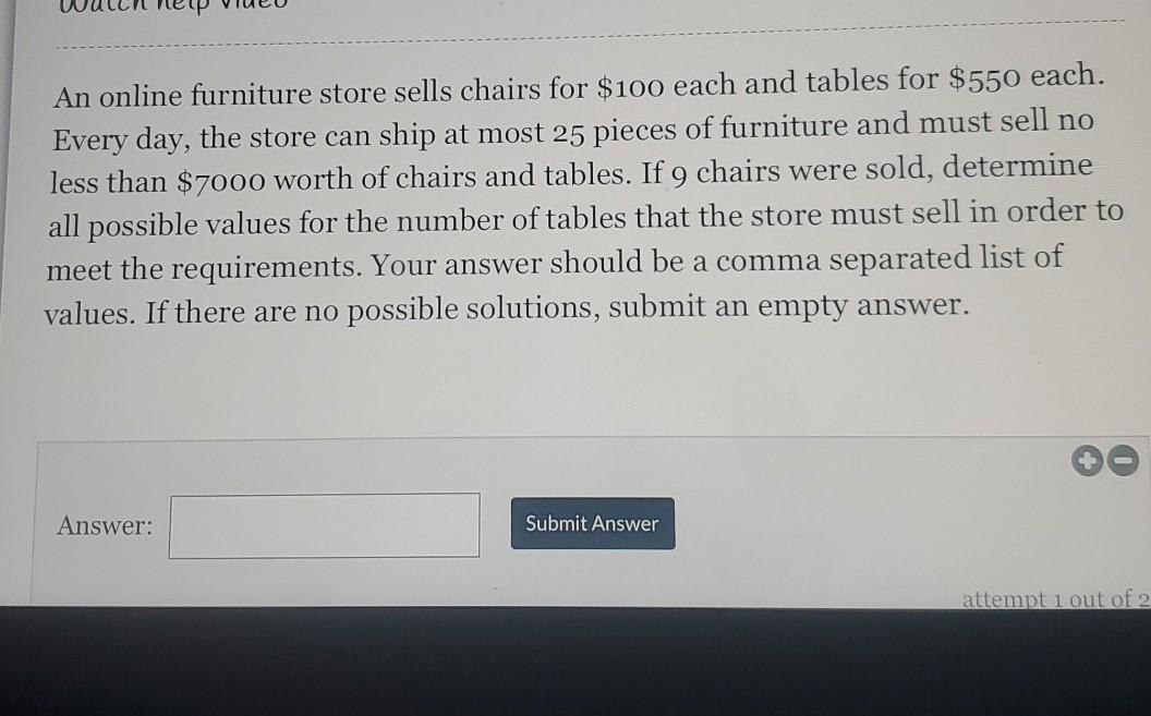 Solved An online furniture store sells chairs for 100 each