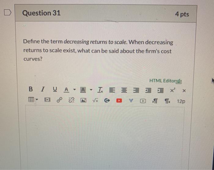 Solved Question 4 2.5 pts If a firm's fixed costs increase | Chegg.com