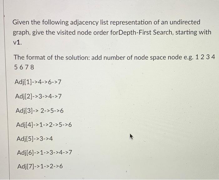 Solved Given the following adjacency list representation of | Chegg.com