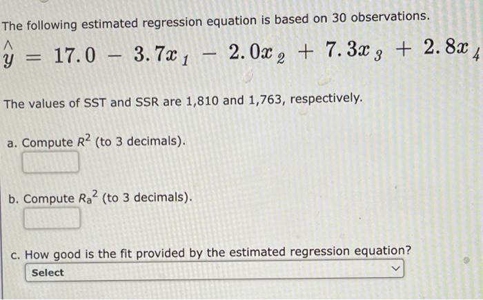 Solved The Following Estimated Regression Equation Is Based | Chegg.com