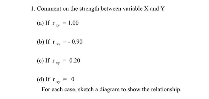 Solved 1. Comment on the strength between variable X and Y | Chegg.com