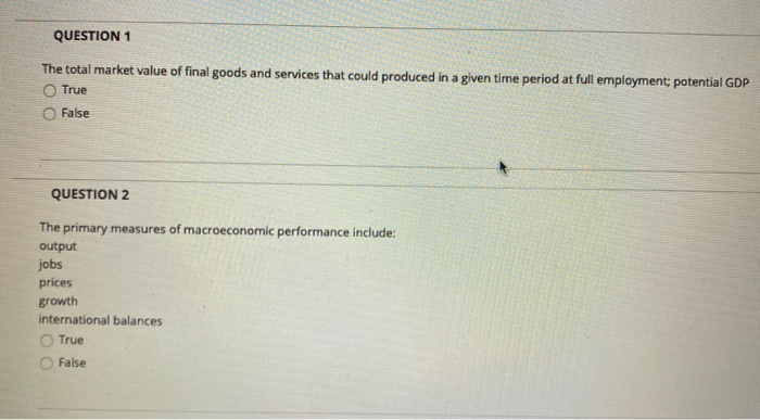 Solved QUESTION 1 The total market value of final goods and | Chegg.com
