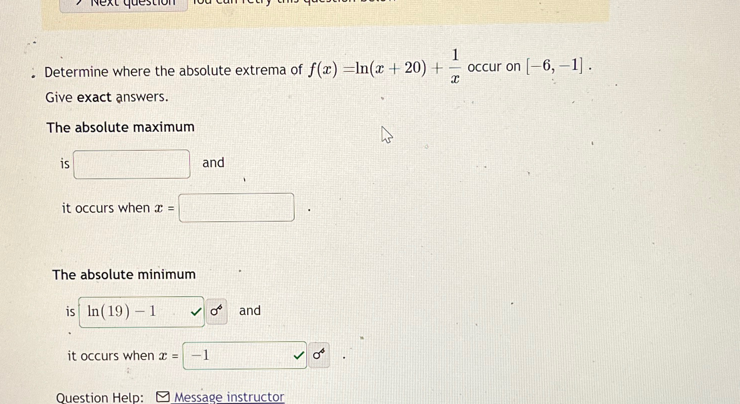 Solved : Determine Where The Absolute Extrema Of | Chegg.com