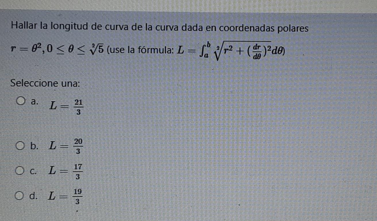Hallar la longitud de curva de la curva dada en coordenadas polares r=02,0 <O< 75 (use la fórmula: L = L 712 + (0)206) Selecc