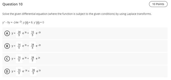 Solved Question 8 10 Points Solve The Given Differential | Chegg.com