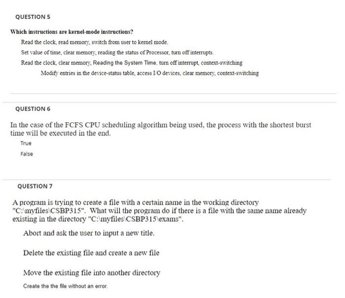 Solved QUESTION 5 Which Instructions Are Kernel-mode | Chegg.com