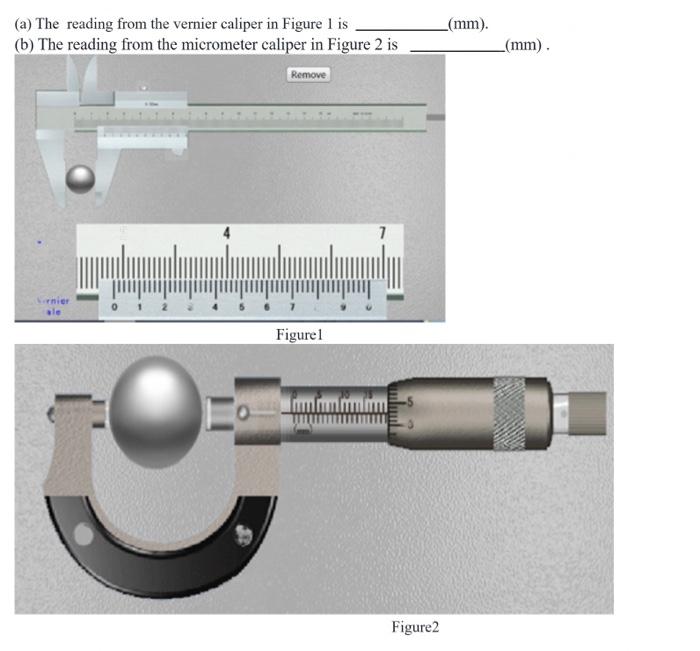 Solved (a) The reading from the vernier caliper in Figure 1