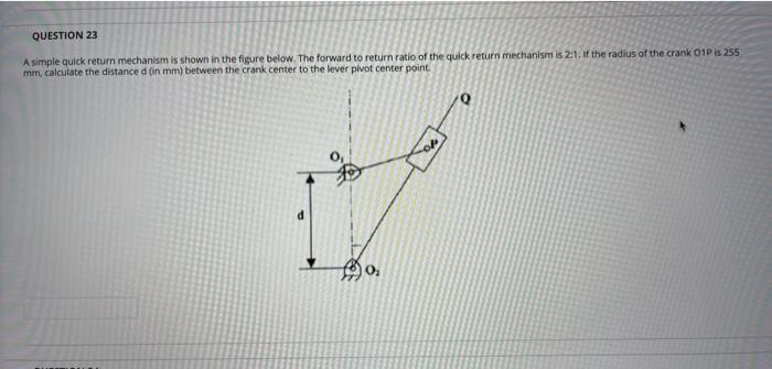 Solved QUESTION 23 A simple quick return mechanism is shown | Chegg.com
