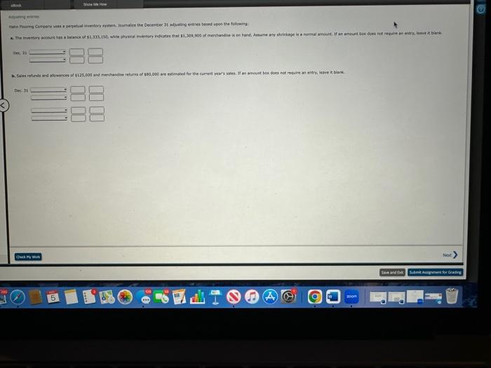 Solved 200 ac eBook Adjusting entries Hahn Flooring Company