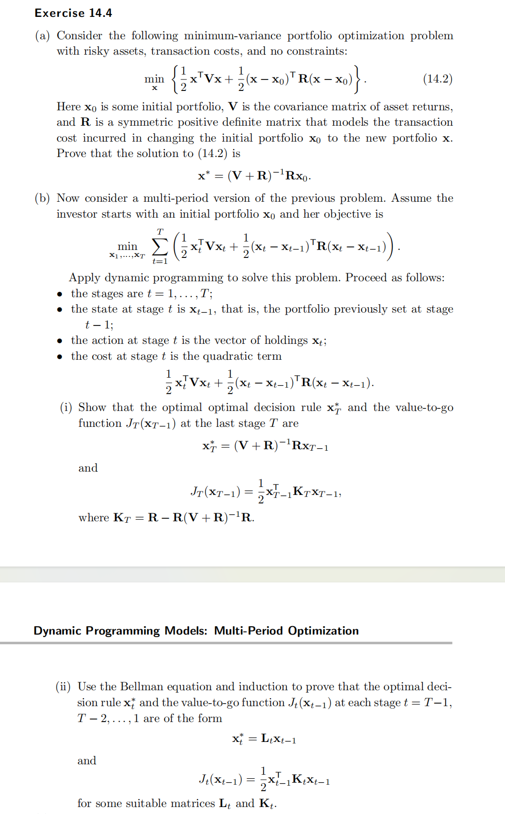 Solved (ii) ﻿Use the Bellman equation and induction to prove | Chegg.com