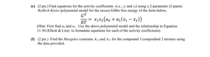 GE (e) (2 pts.) Find equations for the activity | Chegg.com