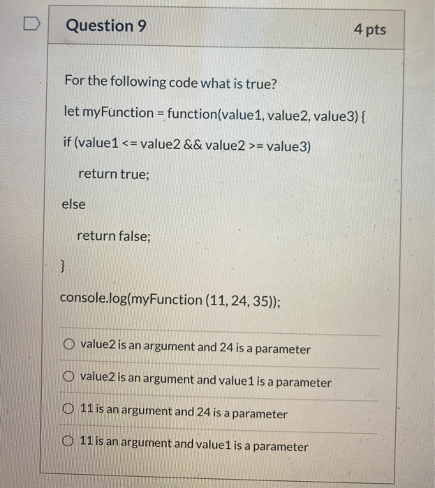 Solved Question 9 4 pts For the following code what is true? | Chegg.com