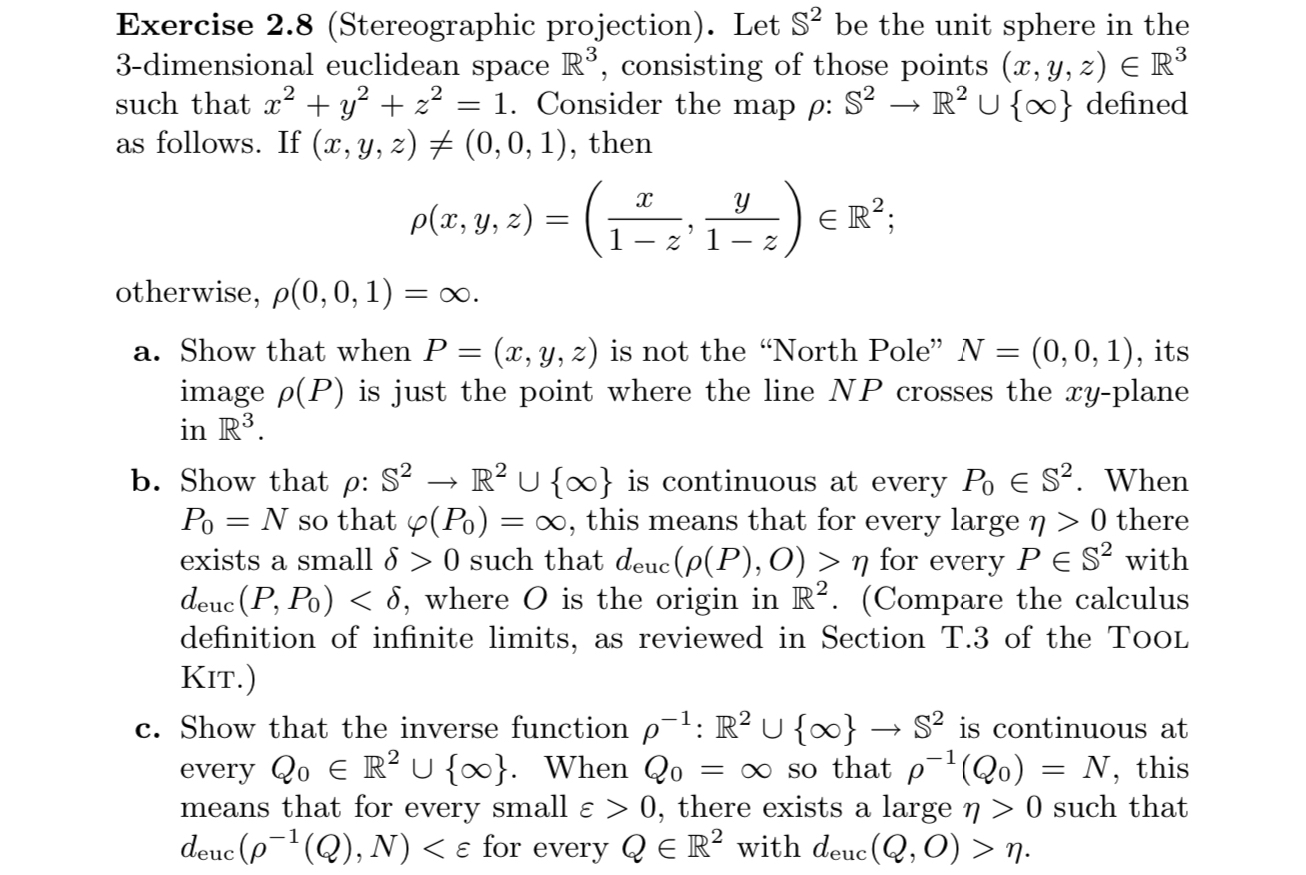 Solved Let S2 be ﻿the unit sphere in ﻿thetereographic | Chegg.com