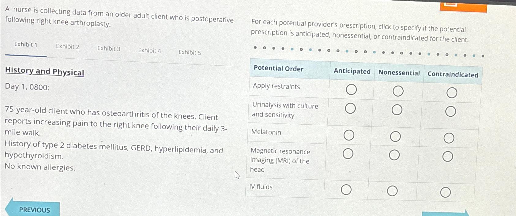 Solved A Nurse Is Collecting Data From An Older Adult Client | Chegg.com