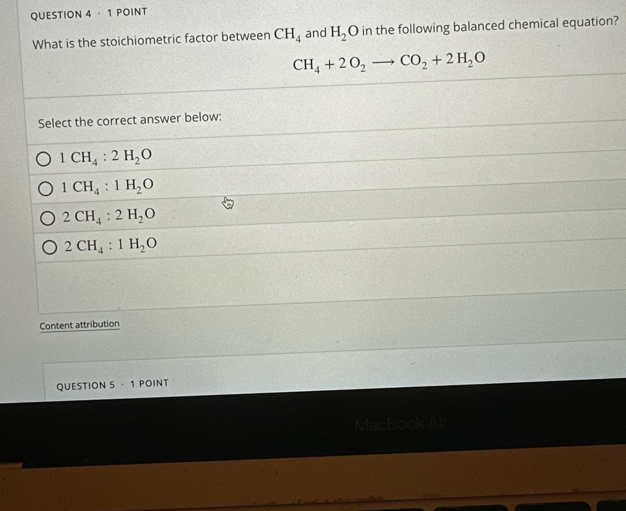 Solved \\nWhat is the stoichiometric factor between CH_(4) | Chegg.com