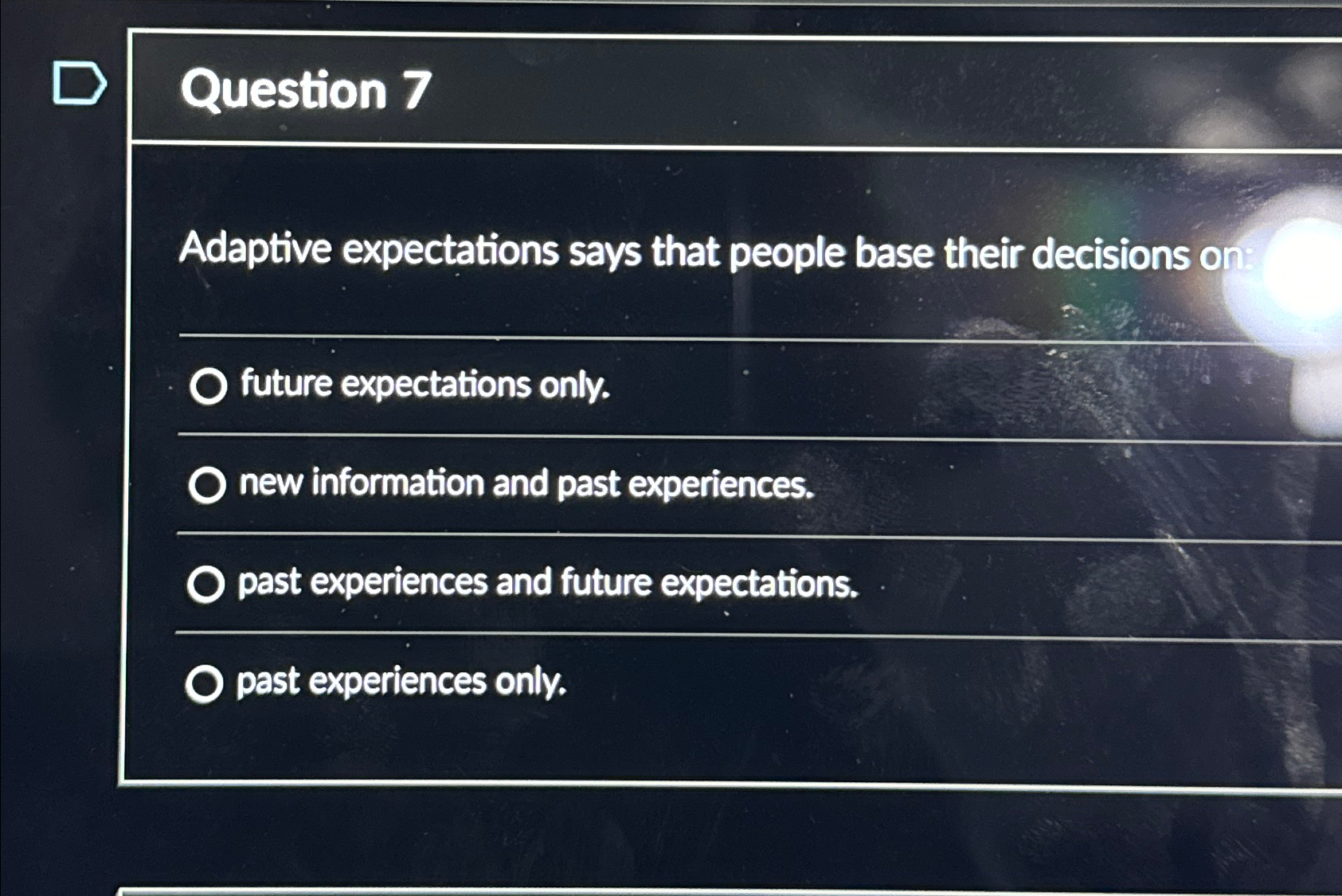 Solved Question 7Adaptive expectations says that people base | Chegg.com