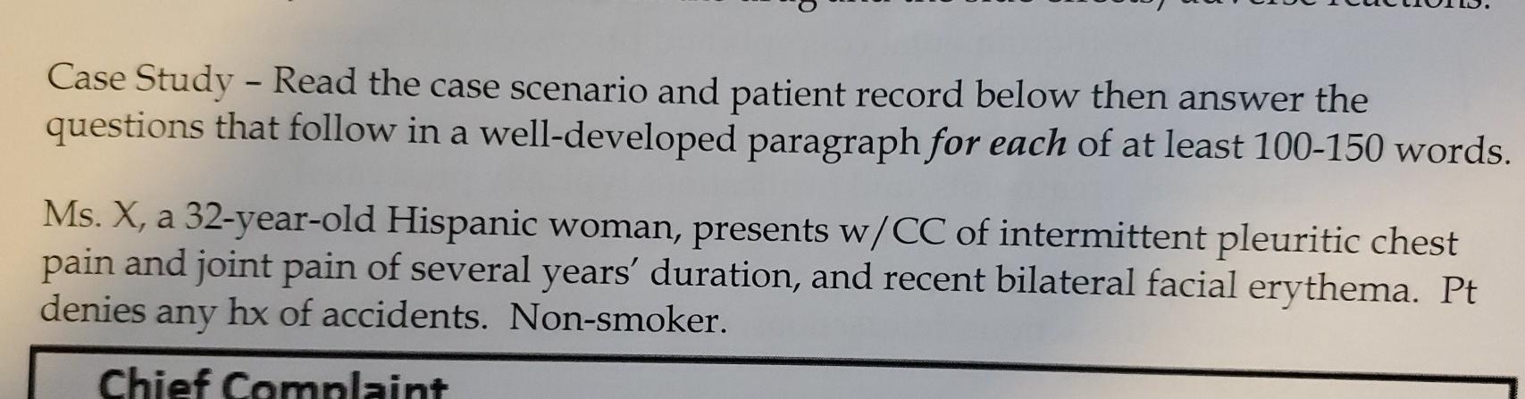 Solved Case Study Read The Case Scenario And Patient Chegg Com