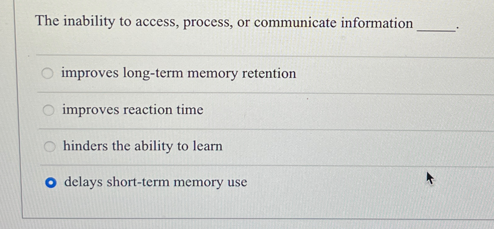 Solved The inability to access, process, or communicate | Chegg.com