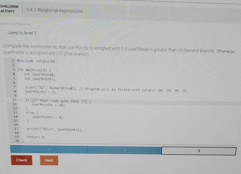 Solved CHALLENGE ACTIVITY 3.4.3: Relational expressions | Chegg.com