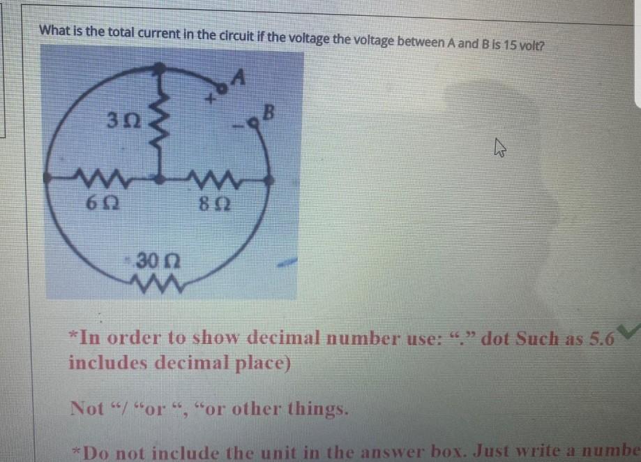 Solved What is the total current in the circuit if the | Chegg.com