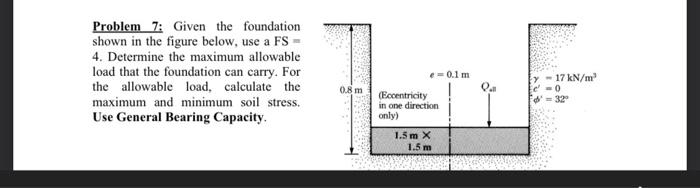 Solved Problem 7: Given the foundation shown in the figure | Chegg.com