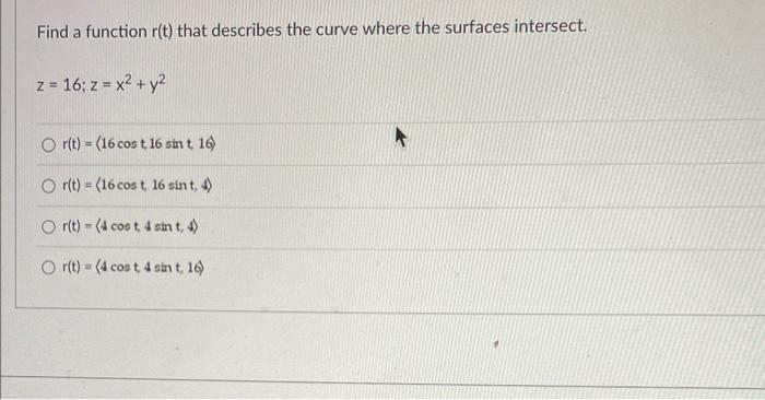 Solved Find a function r(t) that describes the curve where | Chegg.com