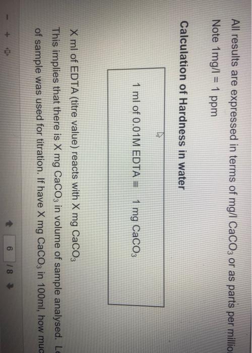 Solved Table 1. EDTA Titration value for sample water 50ml