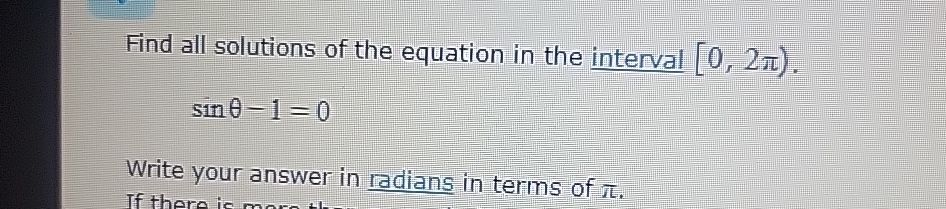 Solved Find all solutions of the equation in the interval | Chegg.com