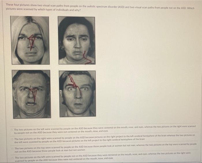 Solved These four pictures show two visual scan paths from | Chegg.com