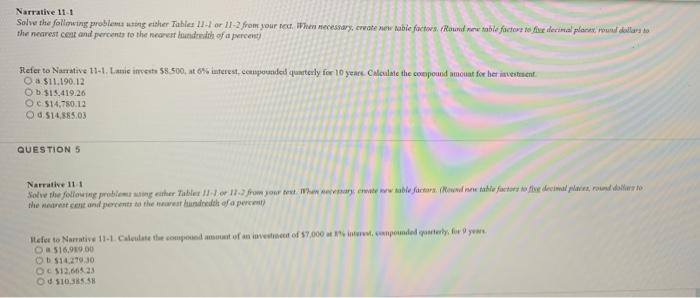 Solved Narrative 11-1 Solve the following problems using | Chegg.com